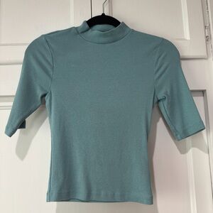 Express Ribbed fitted Half Sleeve Mock Neck Top